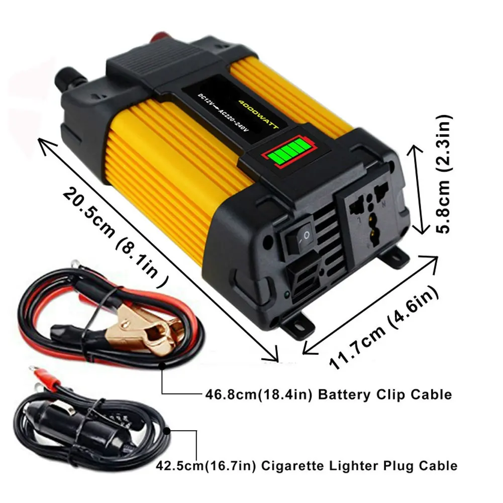 

Power Inverter 500W Car DC 12V to 220V AC Converter with Dual USB Car Charger Adapter LED Display Transformer Converter
