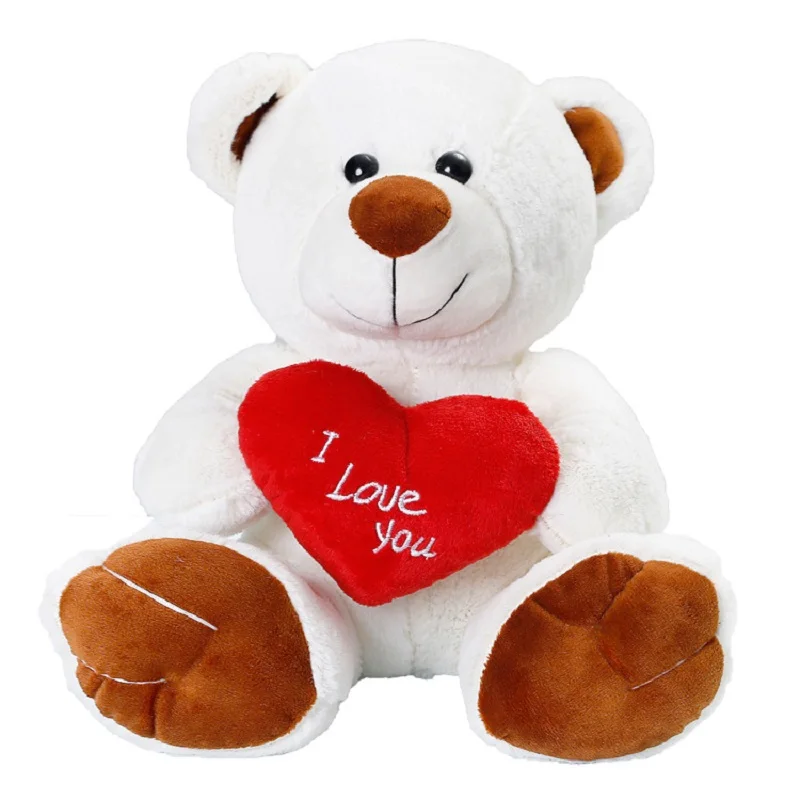 

25 см милый галстук Медведь с любовными сердцами я люблю тебя Плюшевая Кукла Медведь подарок на день Святого Валентина милый мультяшный медв...