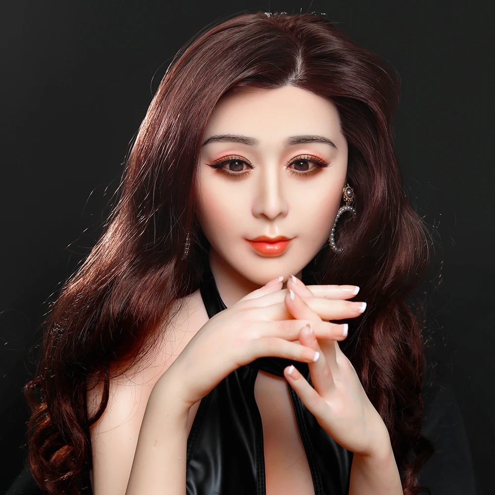 Роскошная платиновая Силиконовая секс кукла голова Азия женское лицо высокое