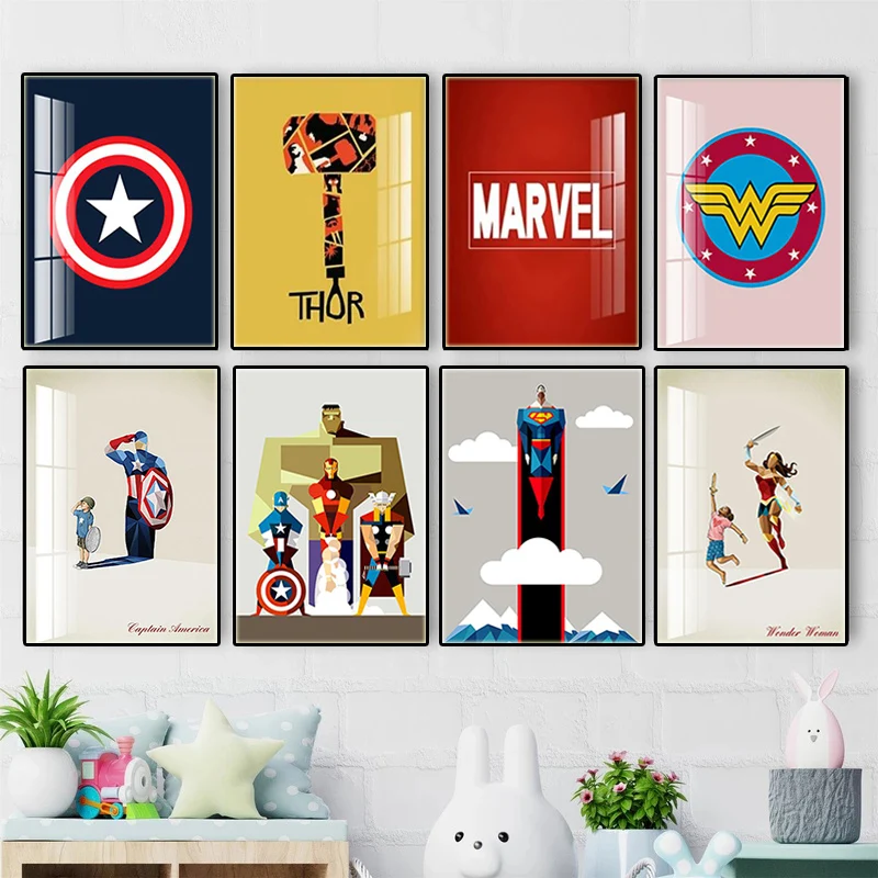 

Marvel Champion Avengers Nursery Posters Superhero Captain America Anime Canvas Painting and Print Wall Art Home Decor Kid Gifts
