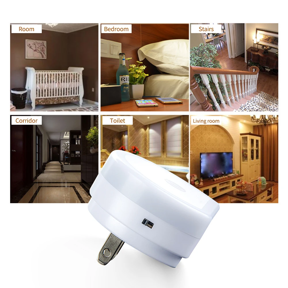 Белый светодиодный светильник Управление энергии Ночной Экономия Подключаемый