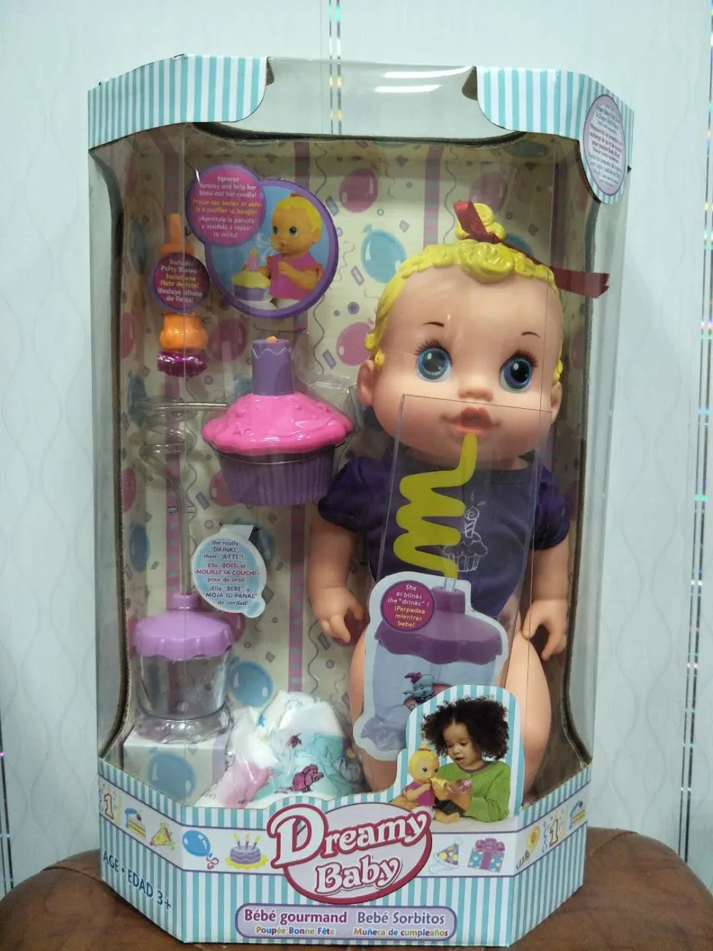 

[Funny] 35cm Newborn baby doll Can Inhale Exhale Drink Blow candle and Party blower Pee Soft Reborn Baby Dolls model girl gift