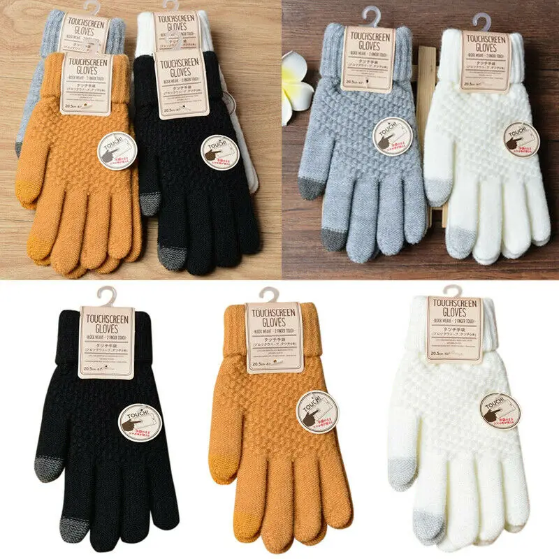 Зимние мужские вязаные перчатки высококачественные варежки для сенсорного