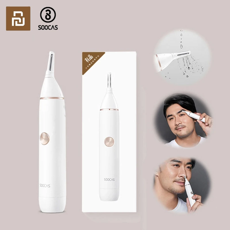 

Xiaomi Soocas IPX5 Waterproof Nose Eyebrow Hair Trimmer Sharp Blade Body Wash Minimalist Design Safe Cleaner Trim Personal Daily