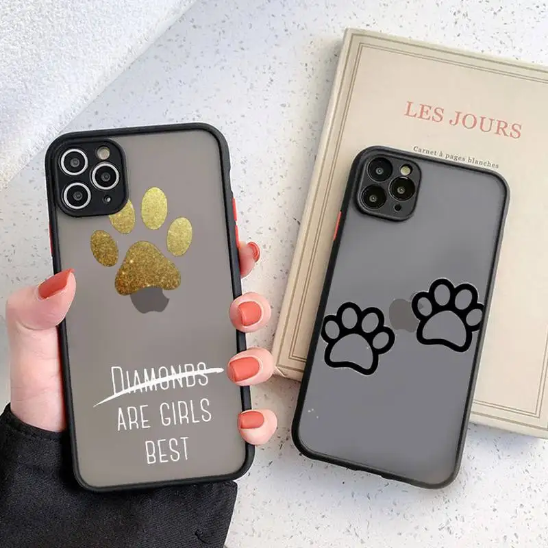 

Hot Best Friends Dog Paw Phone Case Black Transparent Matte For IPhone7 8 11 12 13 Mini Pro X XS XR MAX Plus Cover Shell