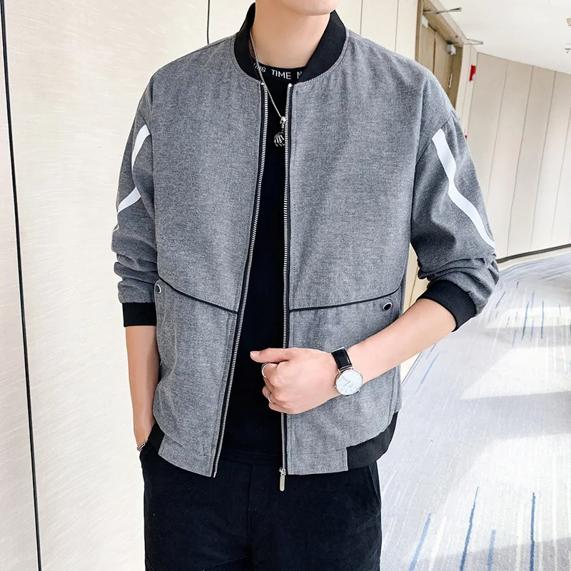 

black crey Sports men's spring autumn youth jacket thin section trend handsome tooling coat windproof new casual Parkers
