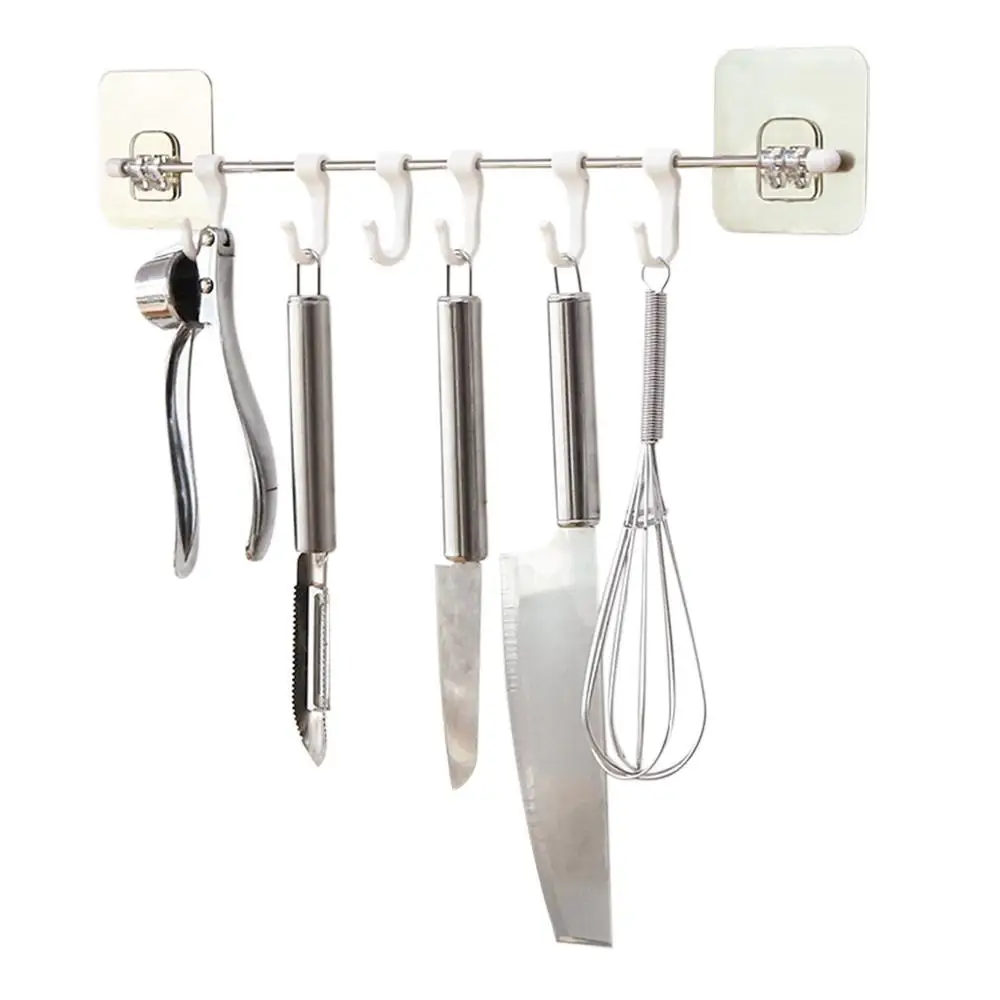 Stainless steel rod non-stick six-linked hook multi-purpose 6-row mobile wall-mounted creative bathroom shelf FD | Дом и сад