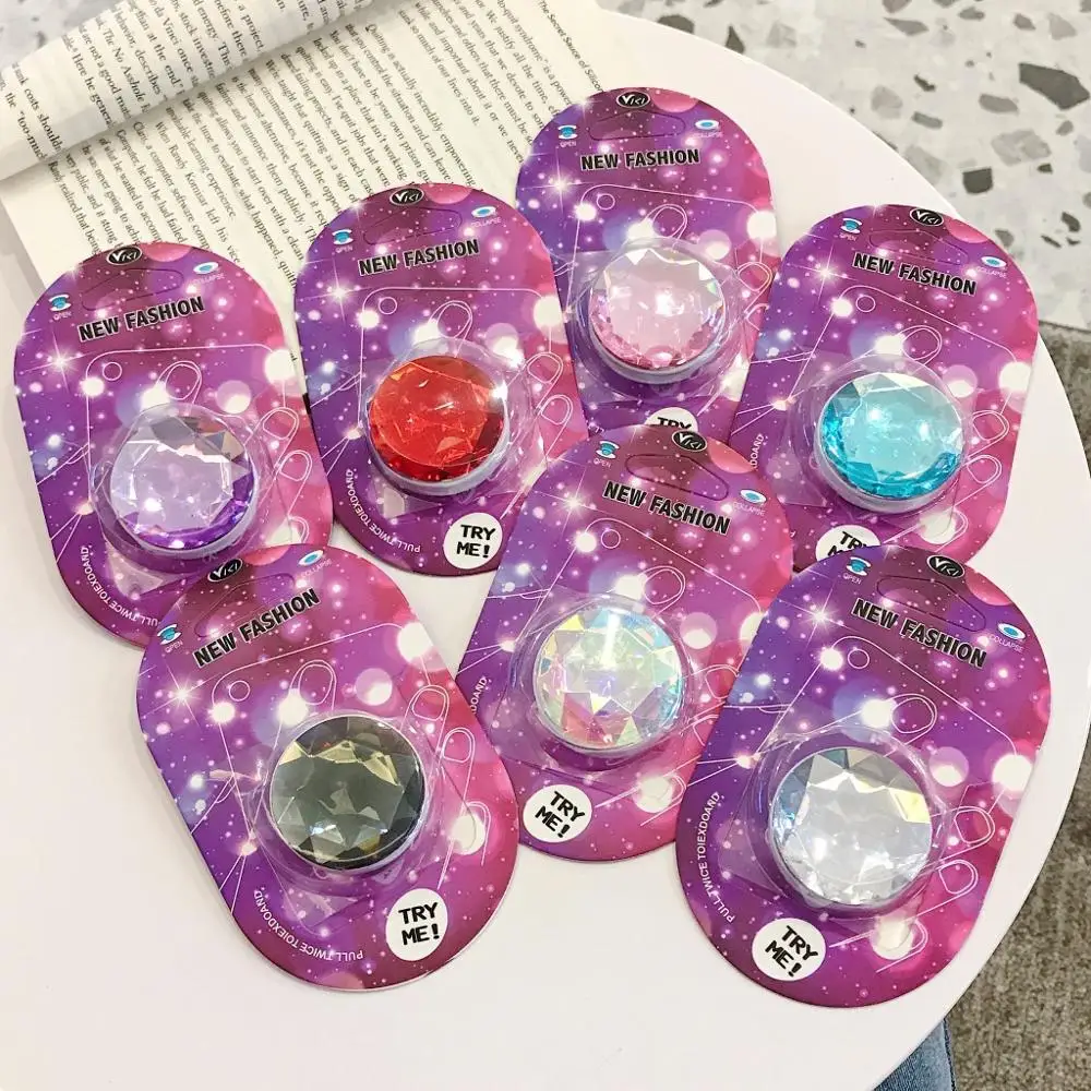 1pcs colorful 3D gem popular round mobile phone folding stretch bracket Phone Holder case finger holder mobile phone stand
