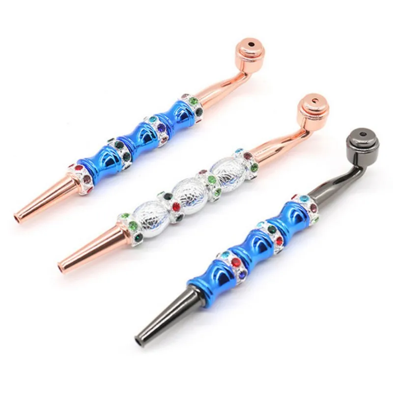

Long Cigarette Holder Water Diamond Bead Splicing Removable Pipe With Cover Straight Rod Metal Pipe Smoke New Creative Cigarette
