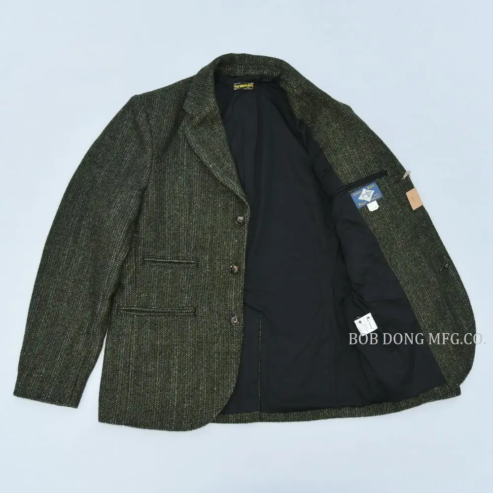 Koop Tweed Bob Dong Jas Blazer Vintage Land Gestreepte Wol Sport Jas Voor Mannen