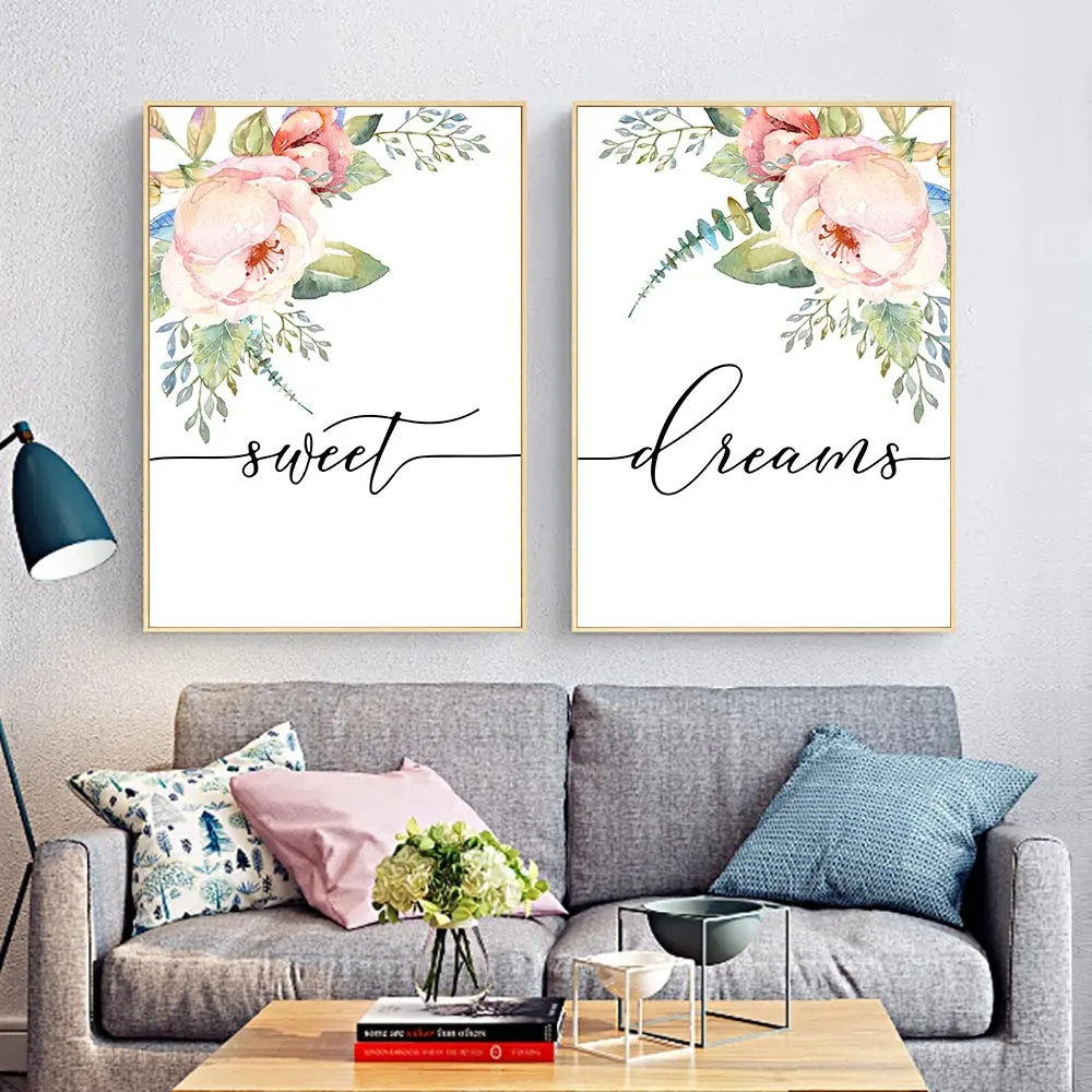 Абстрактный плакат с изображением сладких снов и растений, Настенная картина на холсте, Простой Европейский Креативный домашний декор, детская комната