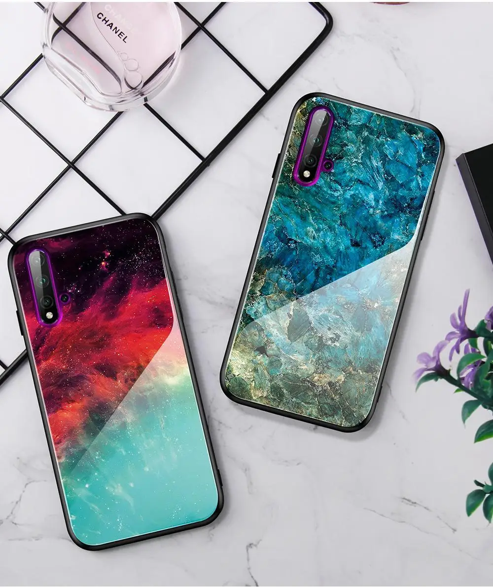 Роскошный градиентный мрамор закаленное стекло крышка для Vivo Y7S iQOO NEO Z5X Z1 Pro X27 Pro V15 S1 Pro ударопрочный жесткий чехол Fundas