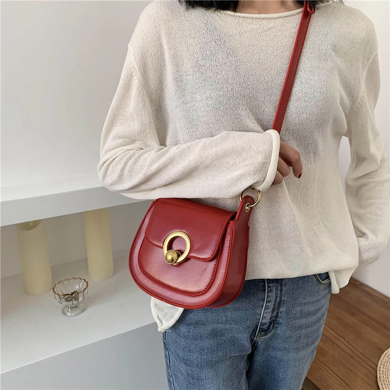 Женская сумка седло из искусственной кожи модная простая на плечо Женские