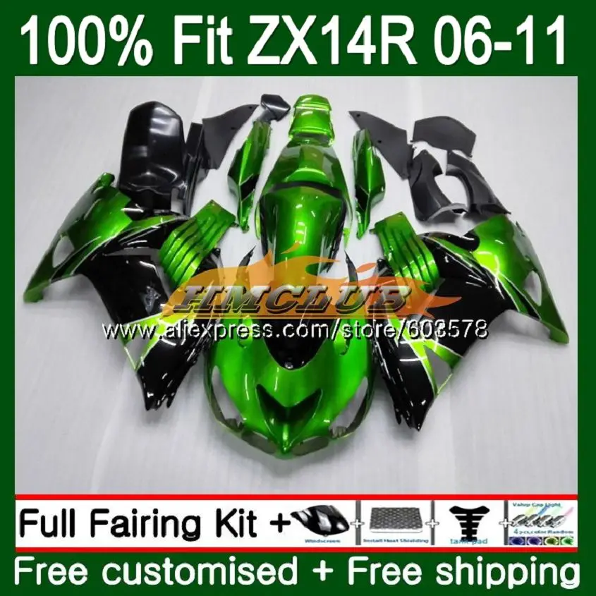 

Инъекции для KAWASAKI ZZR1400 ZX14R 06 07 08 09 10 11 113CL. 5 наличии зеленый ZX 14R ZX-14R 2006 2007 2008 2009 2010 2011 обтекатель