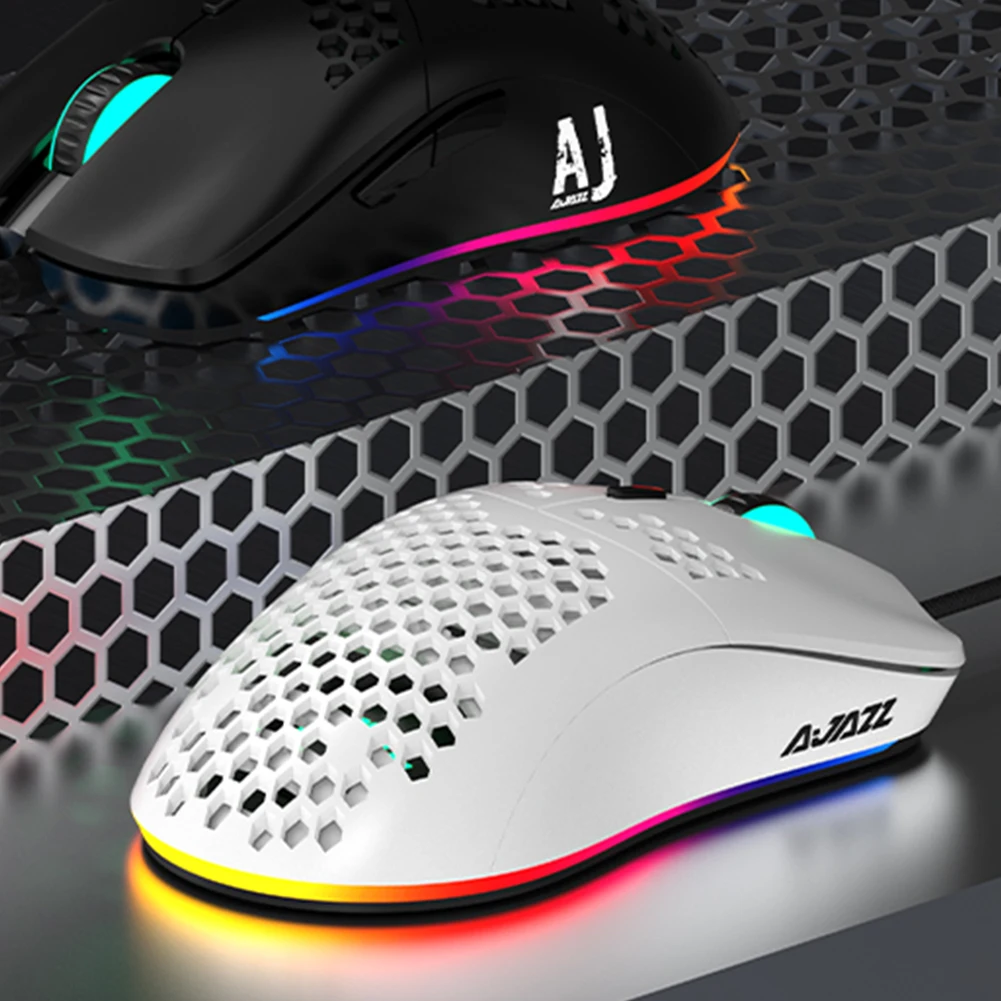 Новая легкая проводная мышь AJ390 игровая с отверстиями 6 DPI регулируемая 7 клавиш
