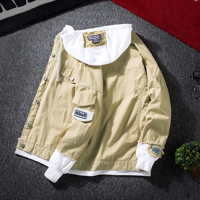 Куртка мужская джинсовая в стиле пэчворк повседневное модное винтажное пальто