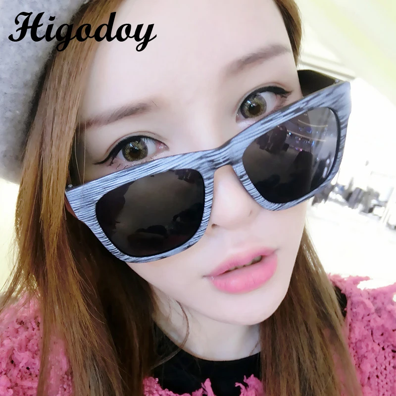 Higodoy Модные Ретро квадратные деревянные женские солнцезащитные очки винтажные
