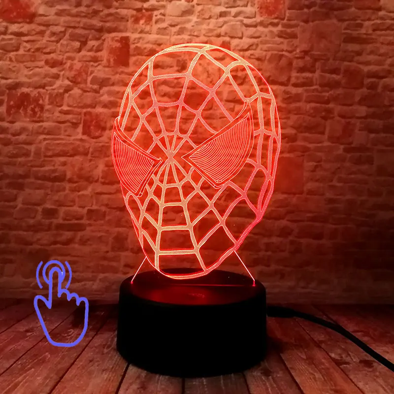 Marvel Железный человек фигурка 3D Иллюзия светодиодный ночной Светильник Красочные светильник Мстители завершающей фигура Халка маска Железного человека модель игрушки - Цвет: Touch Switch