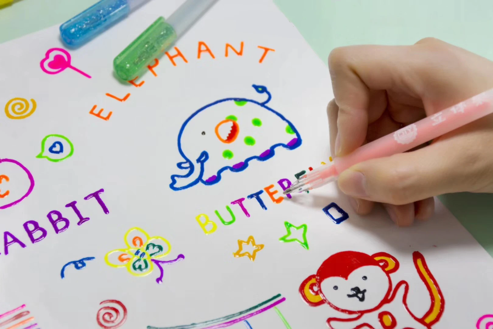 

Stereophoto Pen DIY Hand Painting Doodle Handbook Students Creative 3D Jelly Pen Set Round Head Plastic