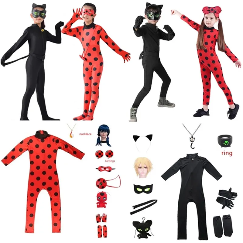 2021 Tikki Plagg Косплей костюм для девочек Детский на Хэллоуин детей Черный кот кольца