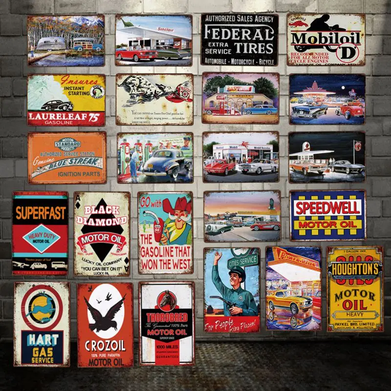 

[ DecorMan ] Sterling Vacuum Motor oil Tires Power Lube TIN SIGN Custom wholesale Mural Paintings Bar PUB Decor LT-1882