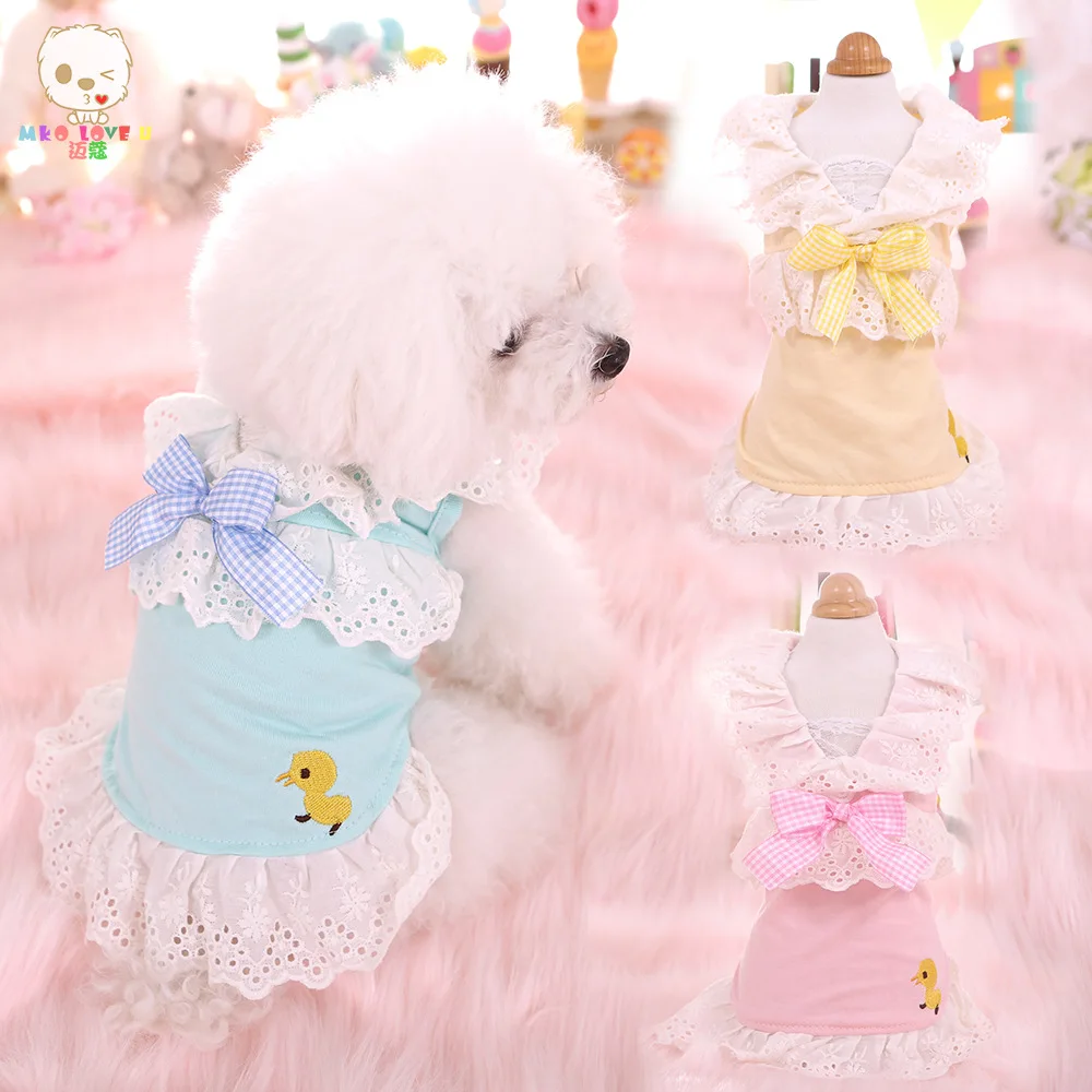 Kawaii весна лето кружева прекрасный кот одежда для собак одежда Чихуахуа Йорк Bomei модное платье MK19A02