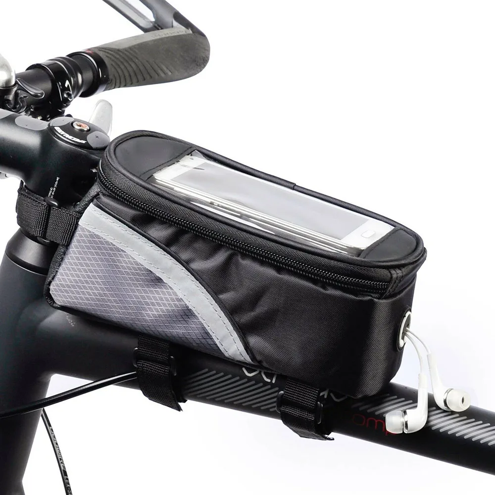 Сумка для велосипеда Cycling Bag Bicycle Bike Head Tube Handlebar Cell Mobile Phone Case Holder Screen Mount Bags With Touch screen on.