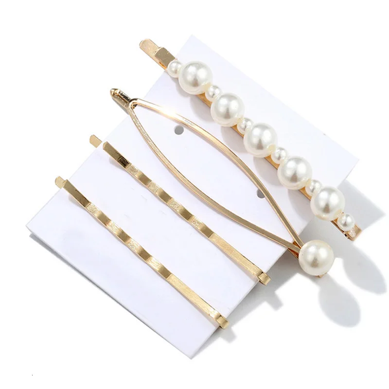 Женские заколки для волос с искусственным жемчугом корейские золотистые шпильки