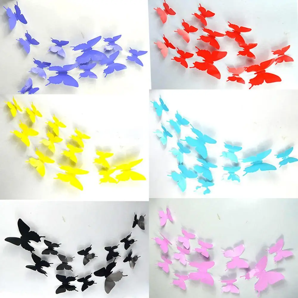 12 шт./компл. ПВХ 3D бабочка настенный стикер модный дизайн Съемный Настенный для