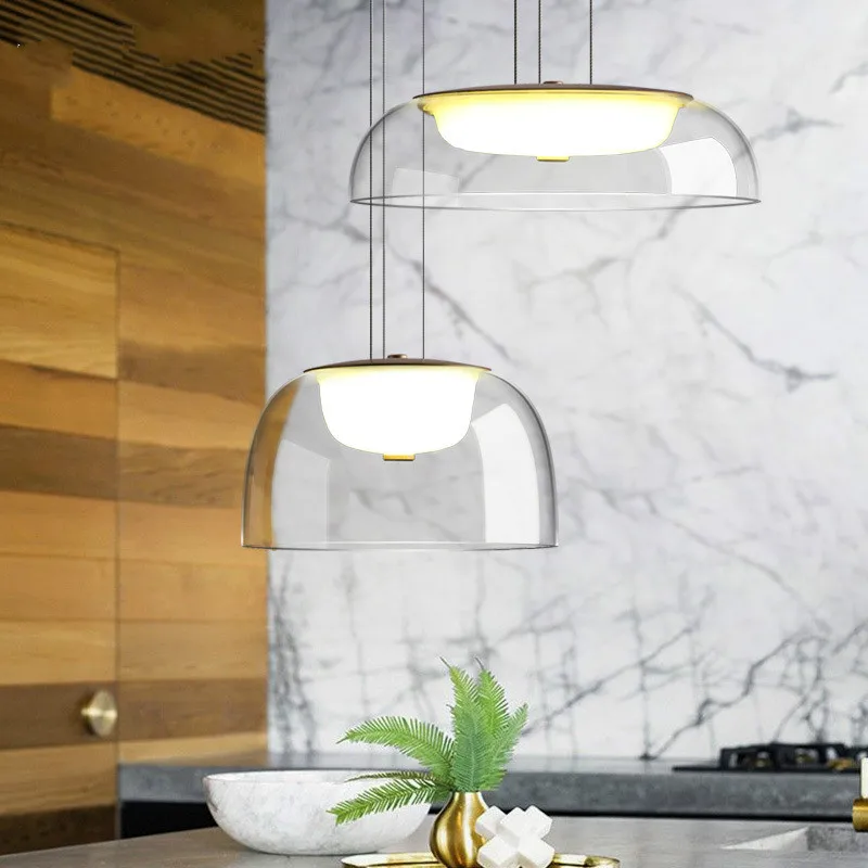 

Post-modern light luxury living room creative personality bar glass bedside restaurant LED single head Pendant Lights LB51318