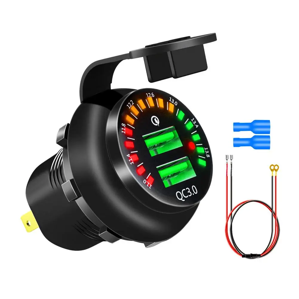 

Автомобильное зарядное устройство USB, защита от низких температур, адаптер для быстрой зарядки с отображением напряжения, двойная яркость, ...