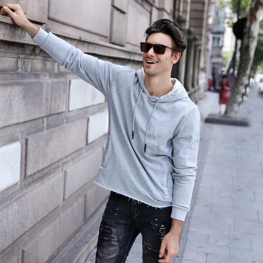 Мужская толстовка с капюшоном NEGIZBER однотонная Повседневная Свободная Толстовка