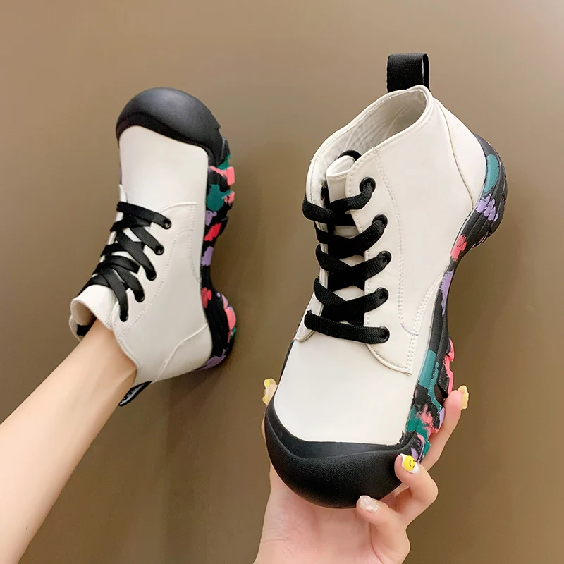 

Ladies Casual Sports Shoes Thick-soled Non-slip Travel Shoes 2022 Autumn and Winter Fashion New High-top Sports Shoes