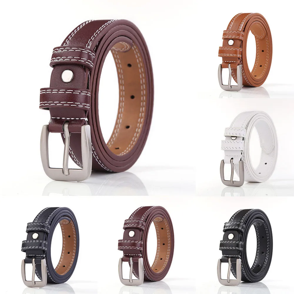 Женский ремень с металлической пряжкой кожаный винтажный пояс двойным кабелем