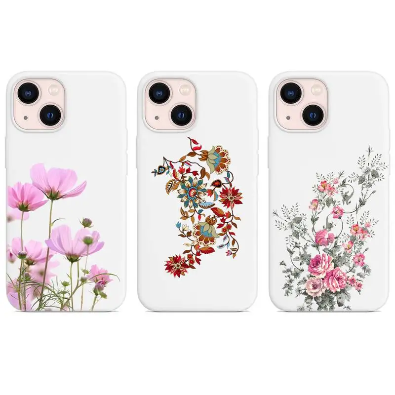 

Luxury Flower rose Phone Case for iphone 13 12 XS 11 pro max mini SE 2020 6 6s 7 8 plus X XR cases candy color white funda