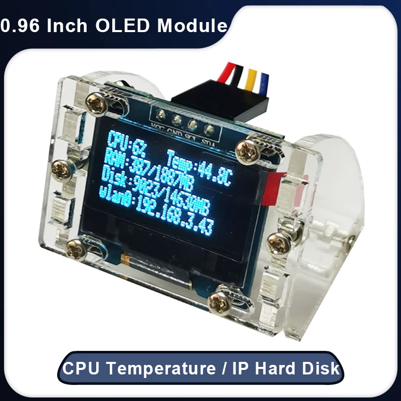 Raspberry Pi 4 0 96 дюйма OLED I2C 4-контактный ЖК-экран модуль отображает температуру