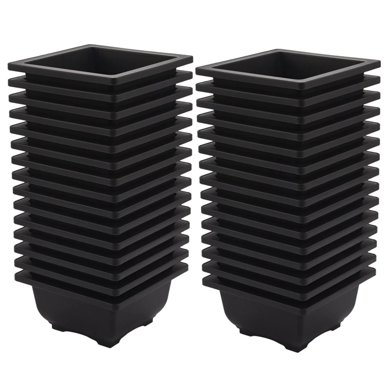 

30 PCS 4.7 Inch Flower Pot, Square Plastic Bonsai Training Pot, Flower Succulent Flower Pot Container, For Garden