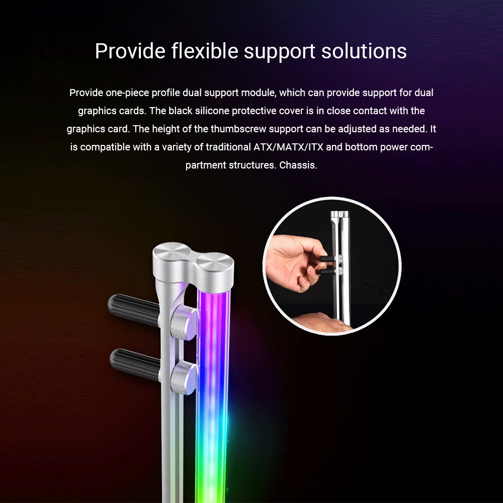 

VC-30 Graphics Card Bracket Graphics Card Holder Desktop Computer Case 5V 3Pin ARGB GPU Support Bracket Stand