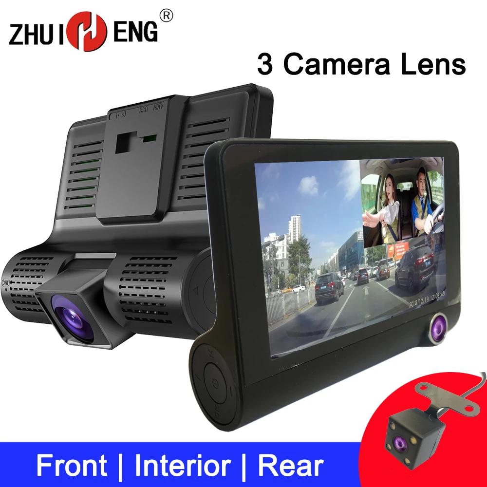 ZHUIHENG Автомобильный видеорегистратор 3 камеры объектив dash cam Автомобильная камера видеорегистратор Автомобильный видео цифровой видеорегистратор для автомобиля с камерой заднего вида