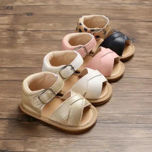 

2021 Summer Baby Boy Girl Sandals Prewalker Newborn Kids Leather Soft Sole Crib Shoes