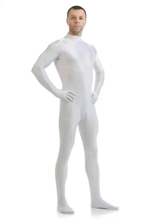Обтягивающие костюмы из лайкры Zentai, черный костюм без капюшона, гимнастическое трико из спандекса, мужские костюмы для косплея, боди для детей и взрослых - Цвет: White
