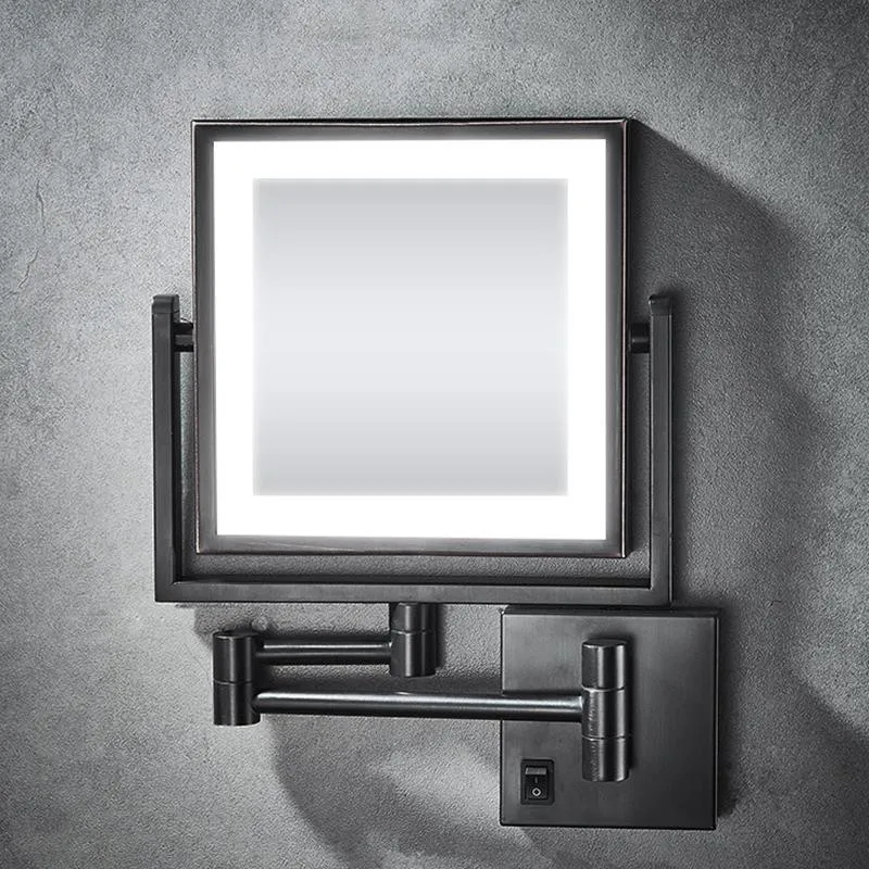 WZLY зеркала для макияжа черный латунный СВЕТОДИОДНЫЙ удлиняющийся Складной