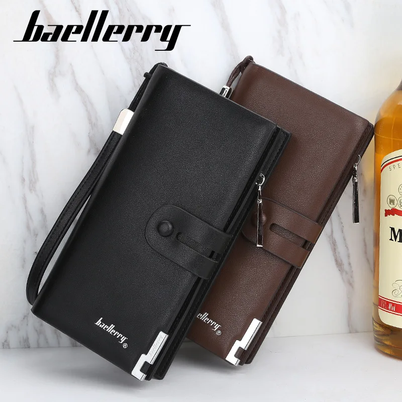 Мужской кошелек Baellerry, длинный деловой клатч на молнии, вместительный, из кожи, многофункциональный, 2020 от AliExpress WW