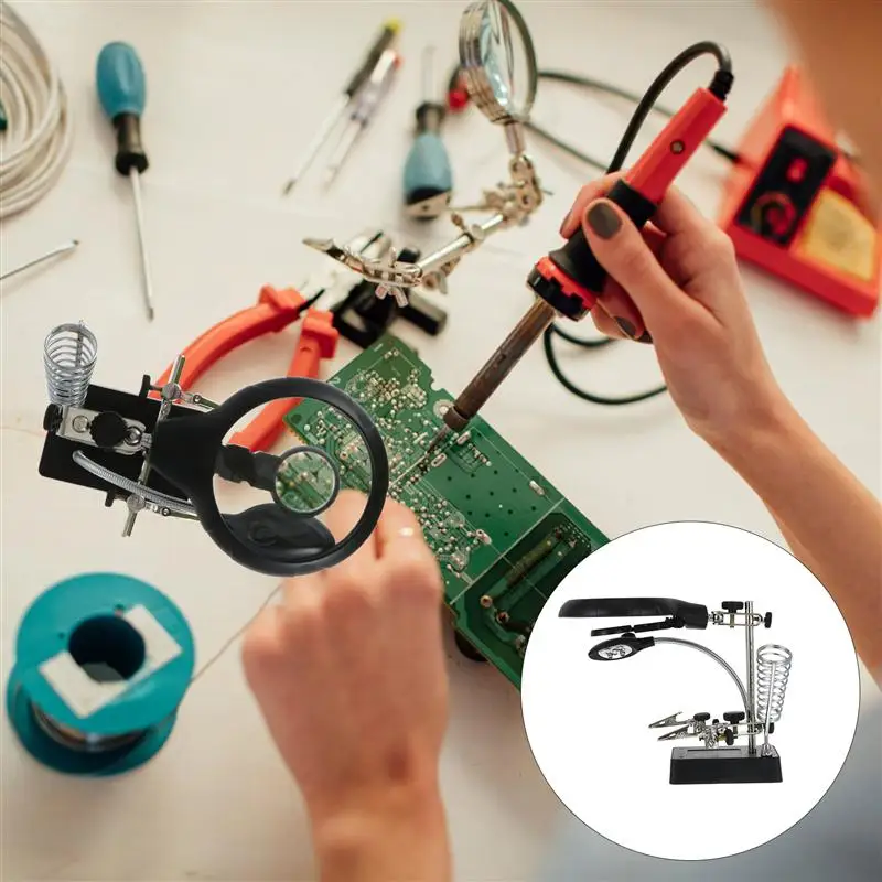 

1 Set LED Desktop Magnifier Work Magnifying Glass Magnifying Equipment (EU Plug/US Plug)