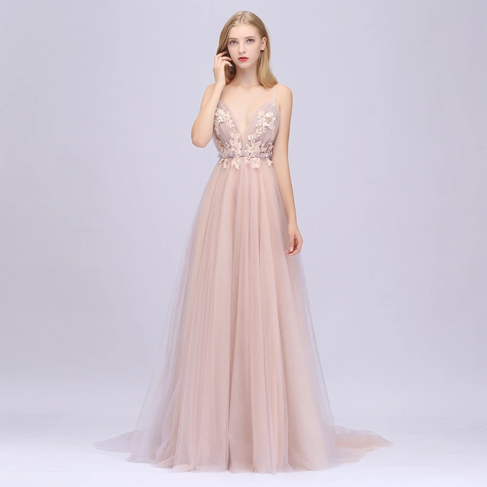 Женское платье со шлейфом SSYFashion кружевное вечервечерние с глубоким V-образным