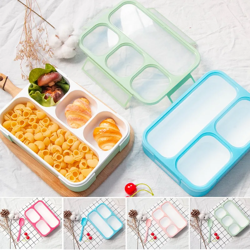 1000 мл Ланч-бокс контейнер для продуктов 3/4-отсеки герметичный Bento box пластиковый Microwavable ящик для хранения продуктов с крышкой