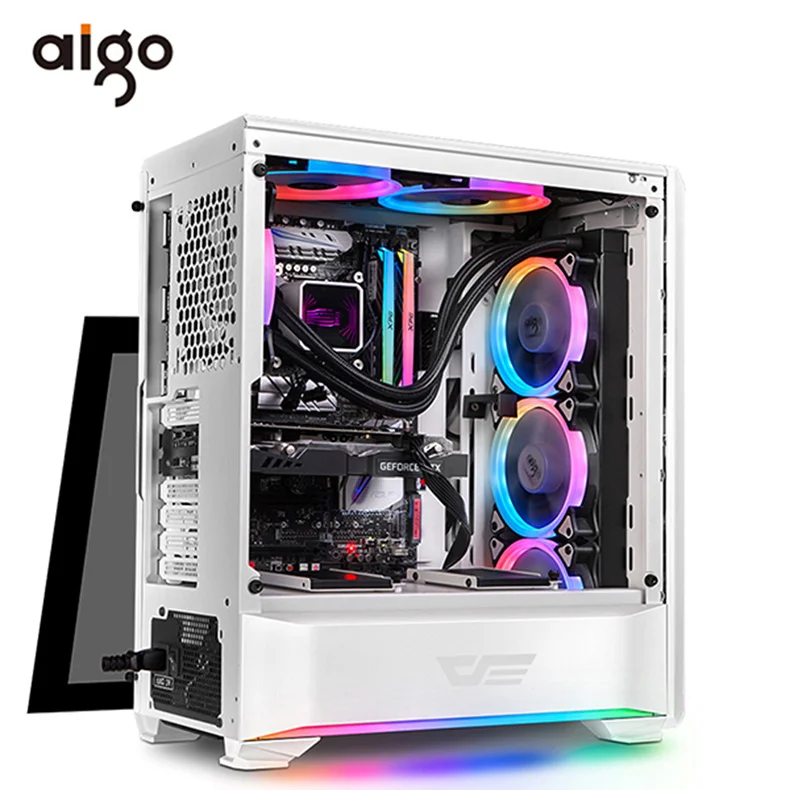 Aigo чехол для настольного компьютера ATX Pc чехол для компьютера USB3.0 HD аудио чехол для компьютера s 360 мм Pc шасси Gabinete Computador - Цвет: white computer case