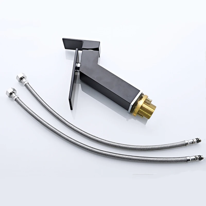 

LIUYUE Basin Faucets Black Brass Flat Mouth Tilting Water Outlet Chrome Bathroom Faucet Cold Hot Water Sink Mixer Taps Torneira