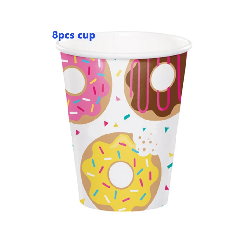 8pcs cup Летняя Вечеринка пончик мороженое тема украшения для кексов тарелка сотовый флаг с мячом коробка конфет набор день рождения, детский душ вечерние поставки - Цвет: 8pcs cup