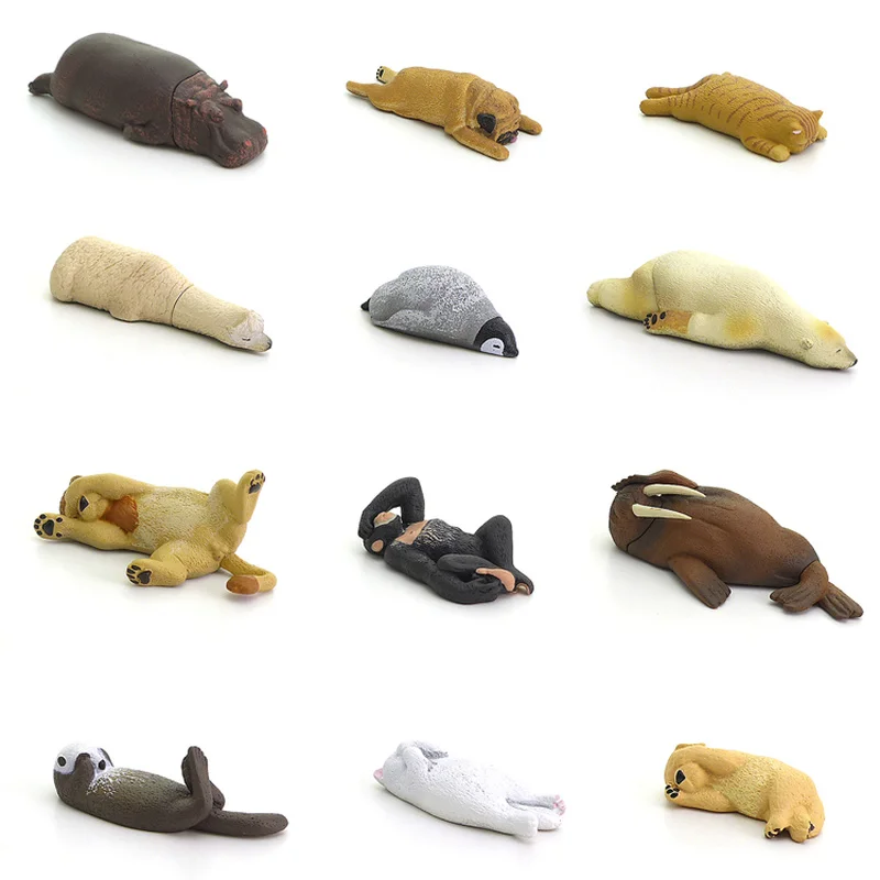 

Dormant Zoo Series Action Figure Hippo Pug Dog Garfield Alpaca Penguin Polar Bear Lion Chimpanzee Ornament Toys Children Gifts